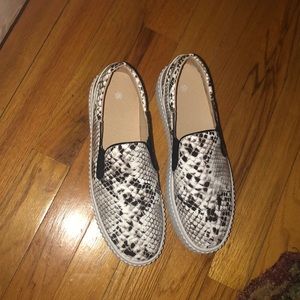 snake print slip on shoes